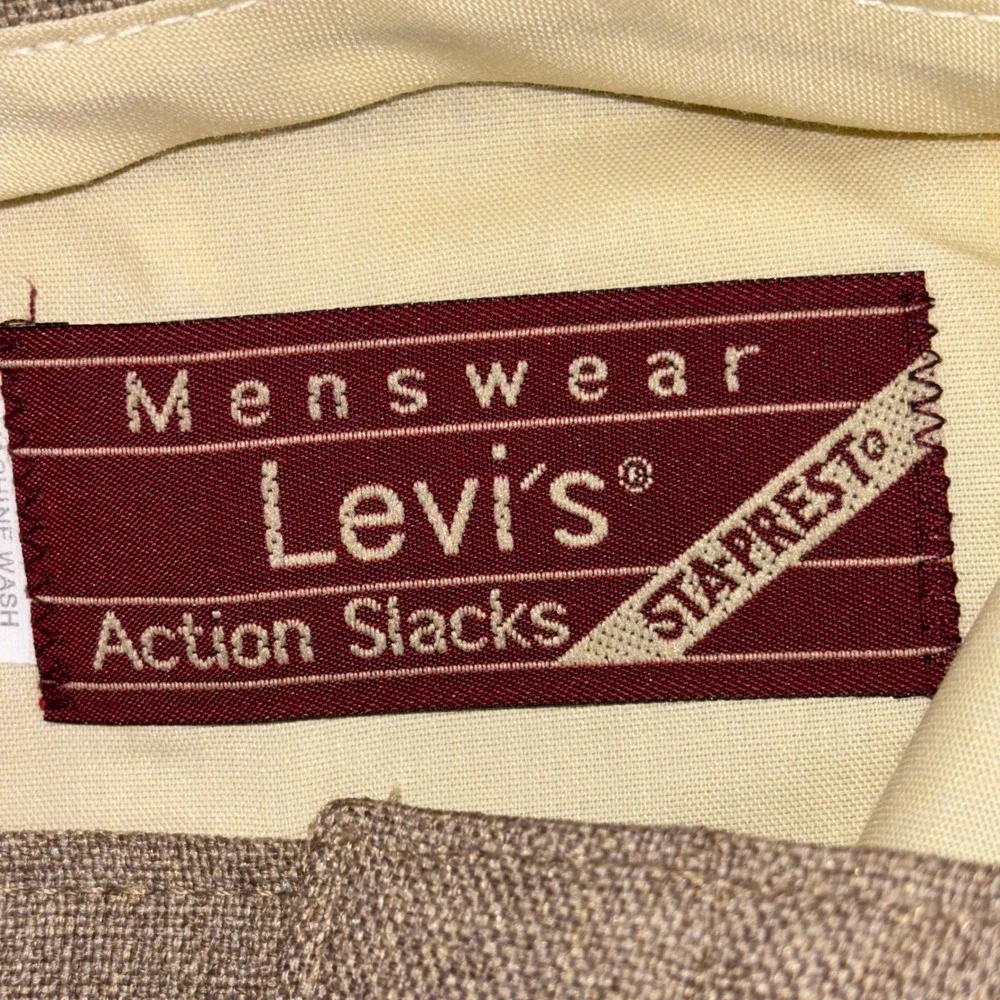 Vintage Levis Action Suit Mens 40L Tan Brown 2 Piece Blazer Trousers 33x32